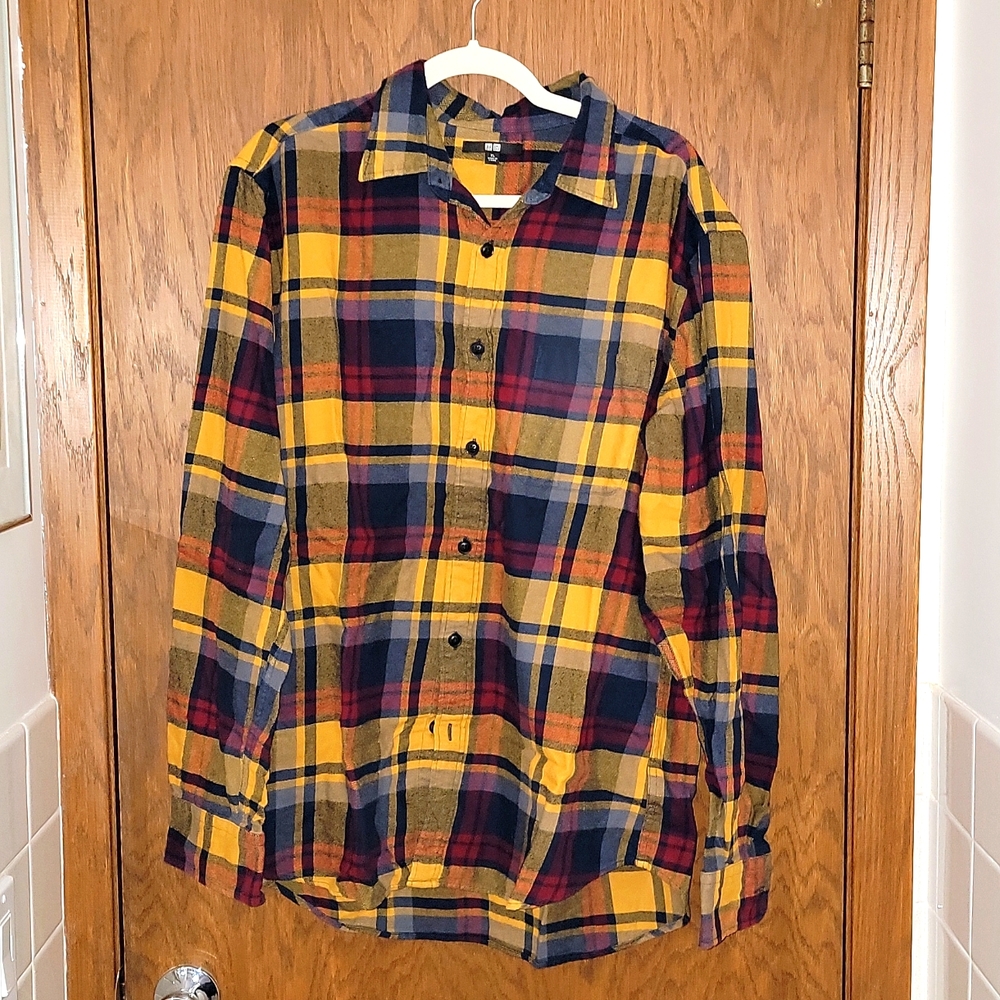 Mens Plaid Button-Down Shirt | Uniqlo | Size XL
